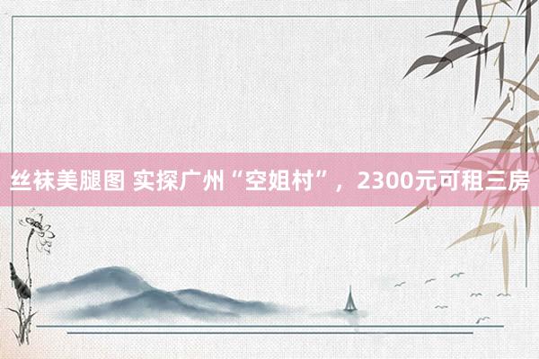 丝袜美腿图 实探广州“空姐村”，2300元可租三房