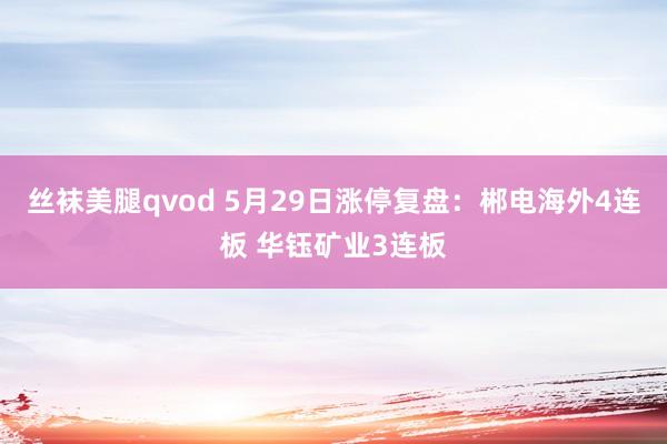 丝袜美腿qvod 5月29日涨停复盘：郴电海外4连板 华钰矿业3连板