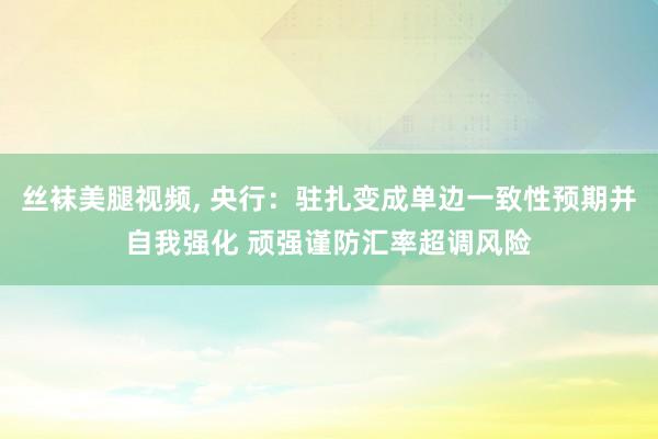 丝袜美腿视频， 央行：驻扎变成单边一致性预期并自我强化 顽强谨防汇率超调风险