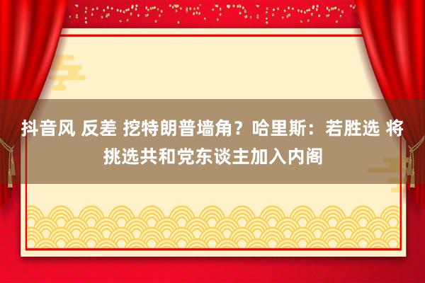 抖音风 反差 挖特朗普墙角？哈里斯：若胜选 将挑选共和党东谈主加入内阁