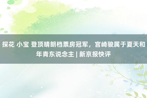 探花 小宝 登顶晴朗档票房冠军，宫崎骏属于夏天和年青东说念主 | 新京报快评